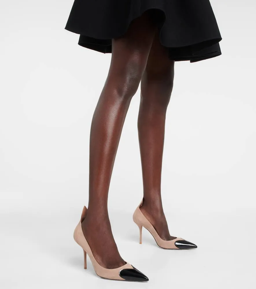 Alaia Heart suede and patent leather pumps
