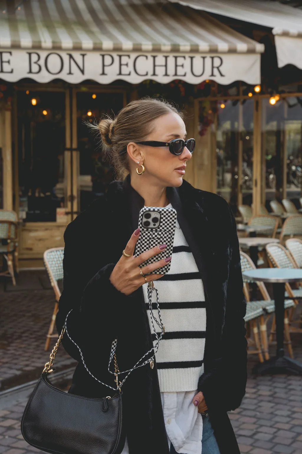 Black Checkered Hoop Phone Wallet