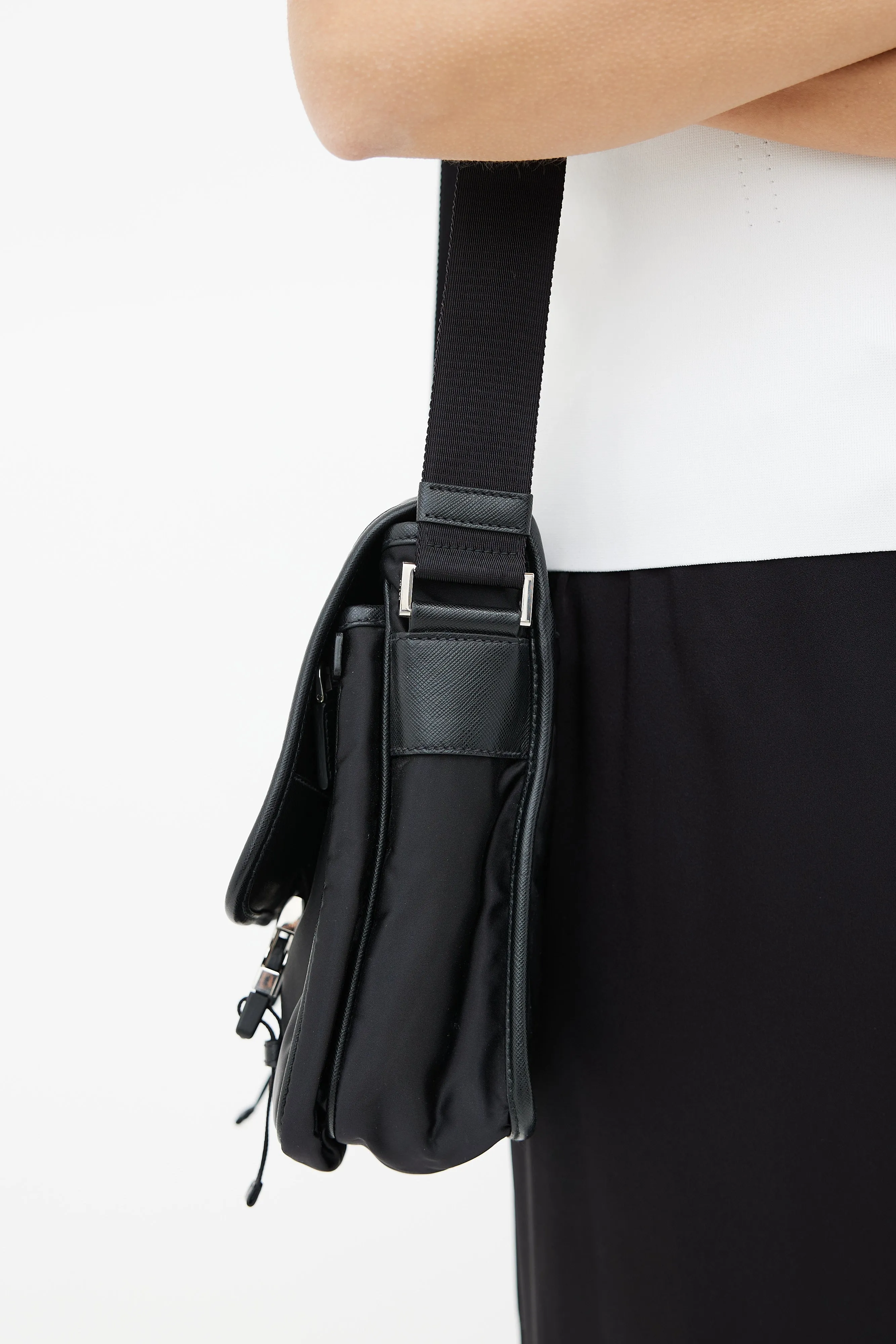Black Nylon Messenger Bag