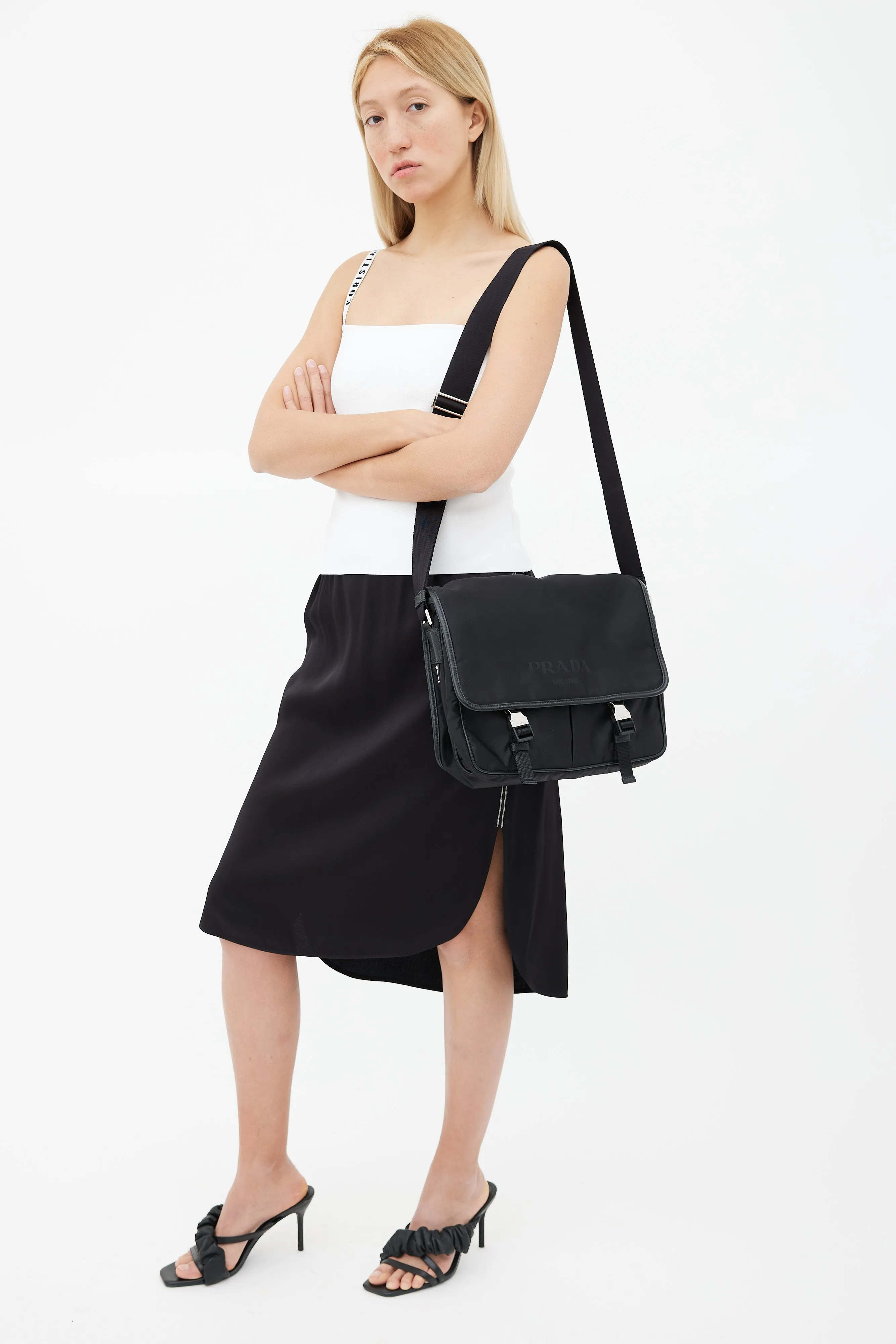 Black Nylon Messenger Bag
