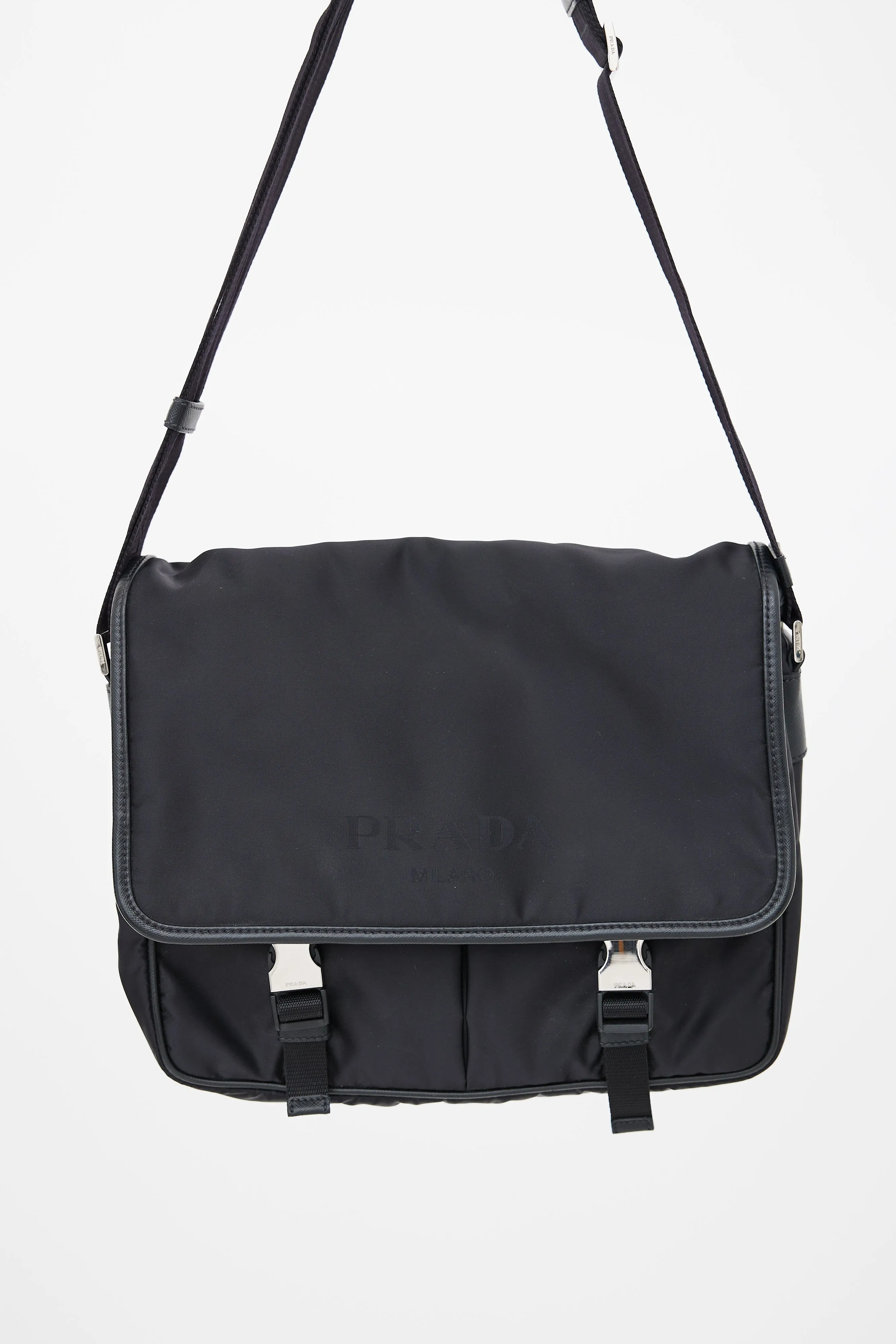 Black Nylon Messenger Bag