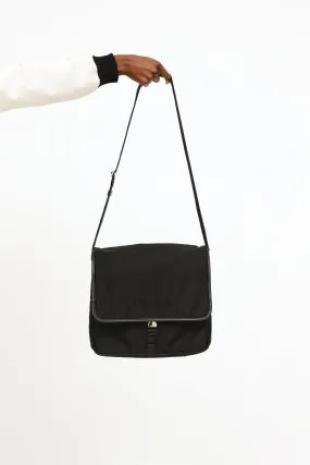 Black Tessuto & Saffiano Messenger Bag