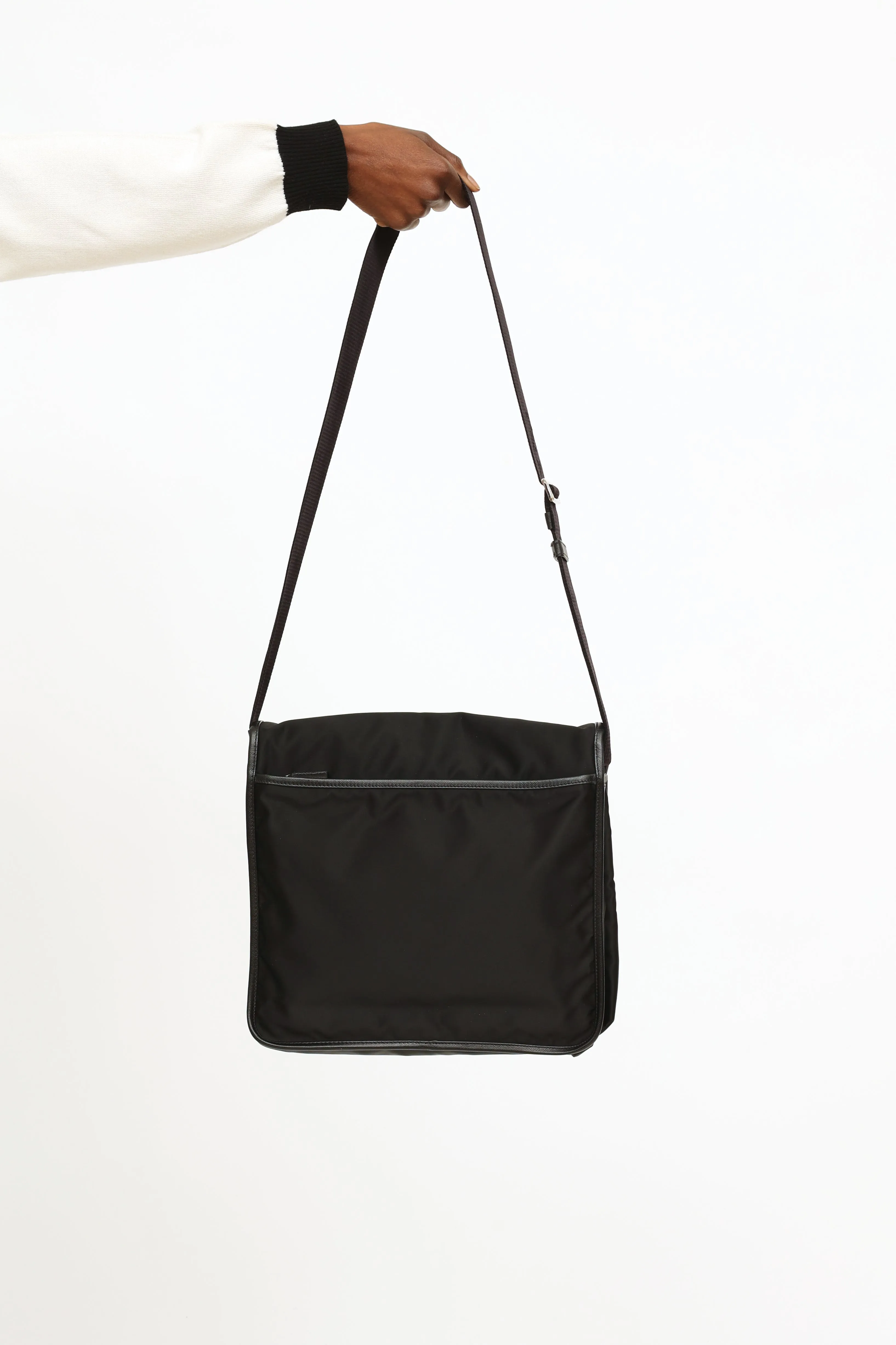 Black Tessuto & Saffiano Messenger Bag