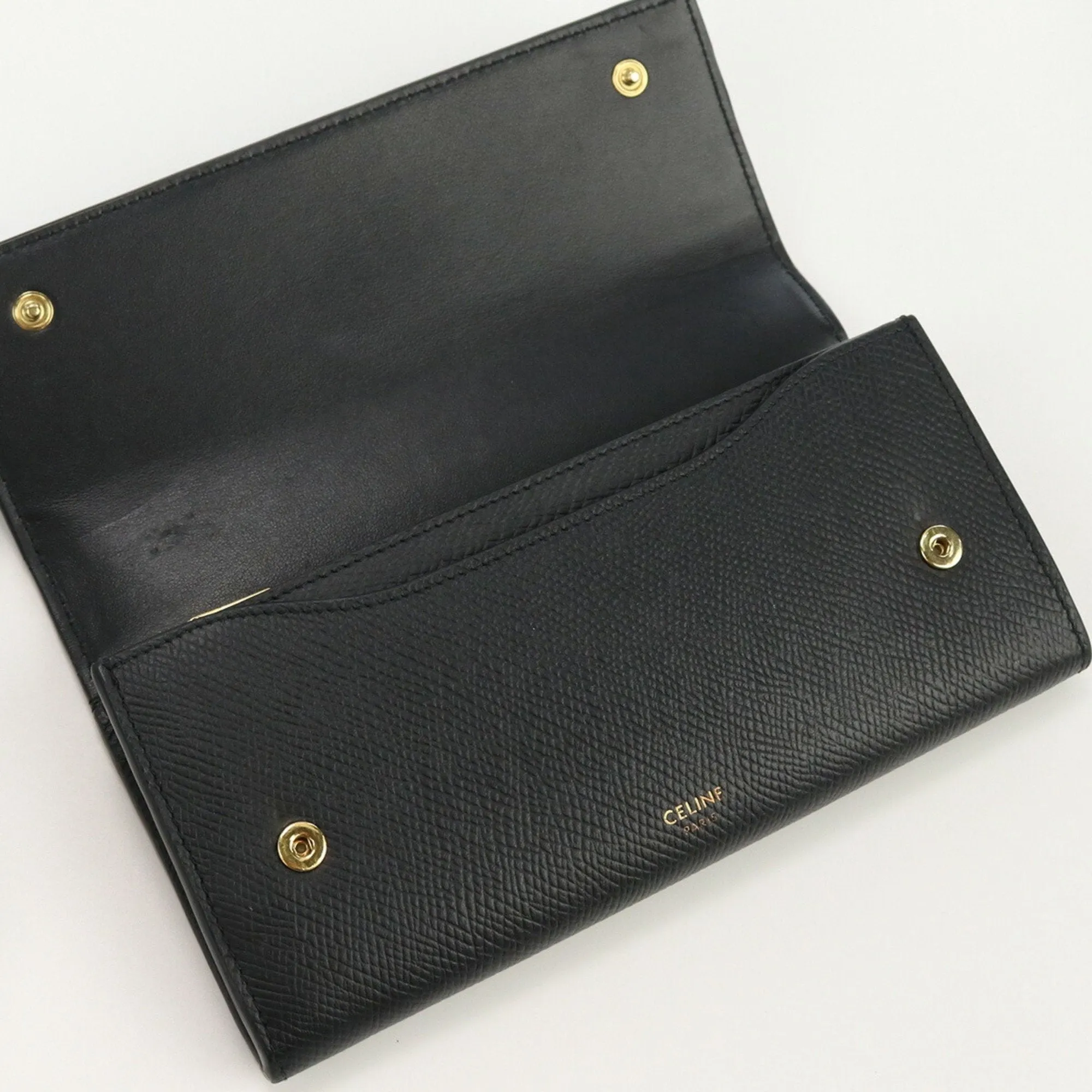 Celine Large Flap 10B563BEL Long Wallet with Folded Coin Purse Leather Ladies