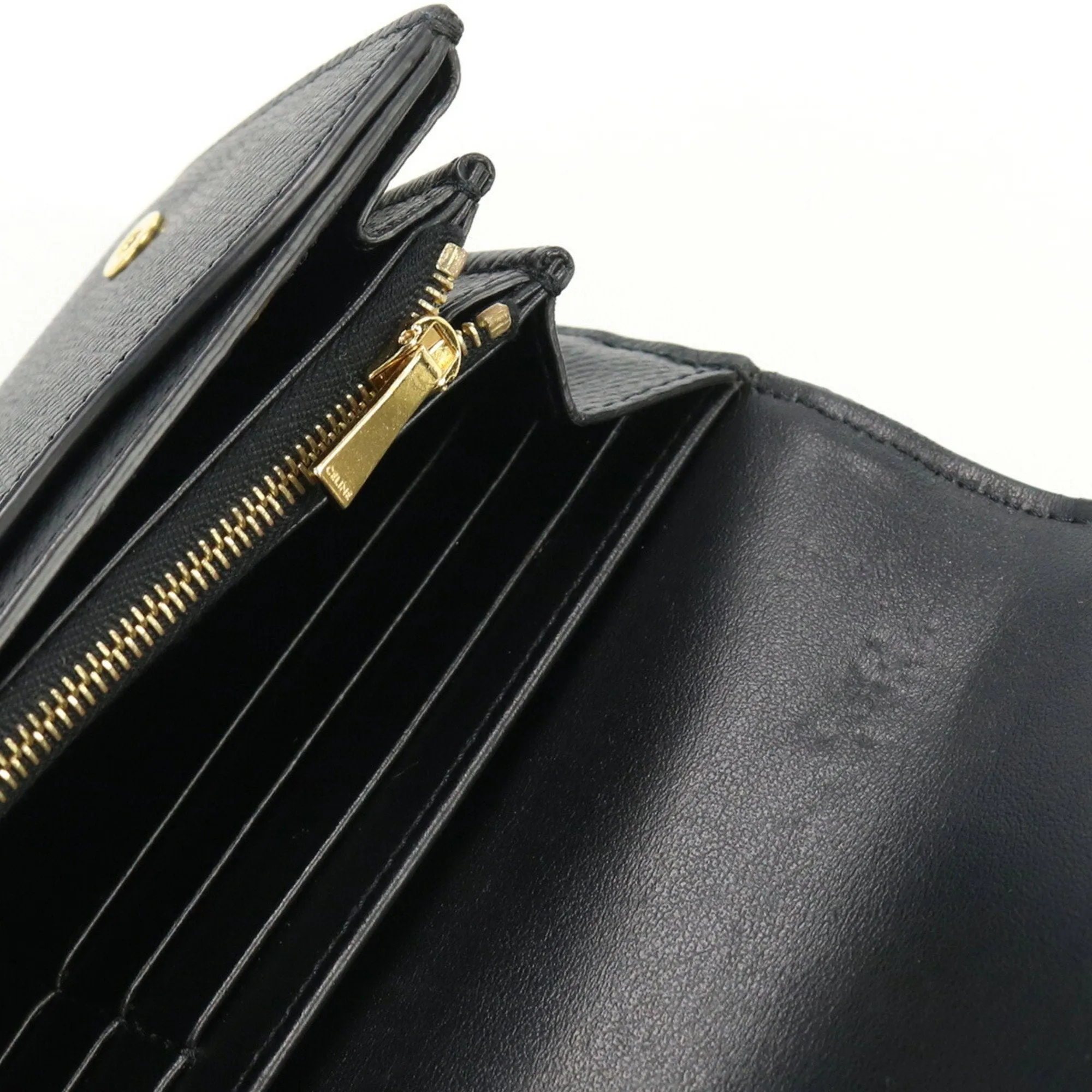 Celine Large Flap 10B563BEL Long Wallet with Folded Coin Purse Leather Ladies