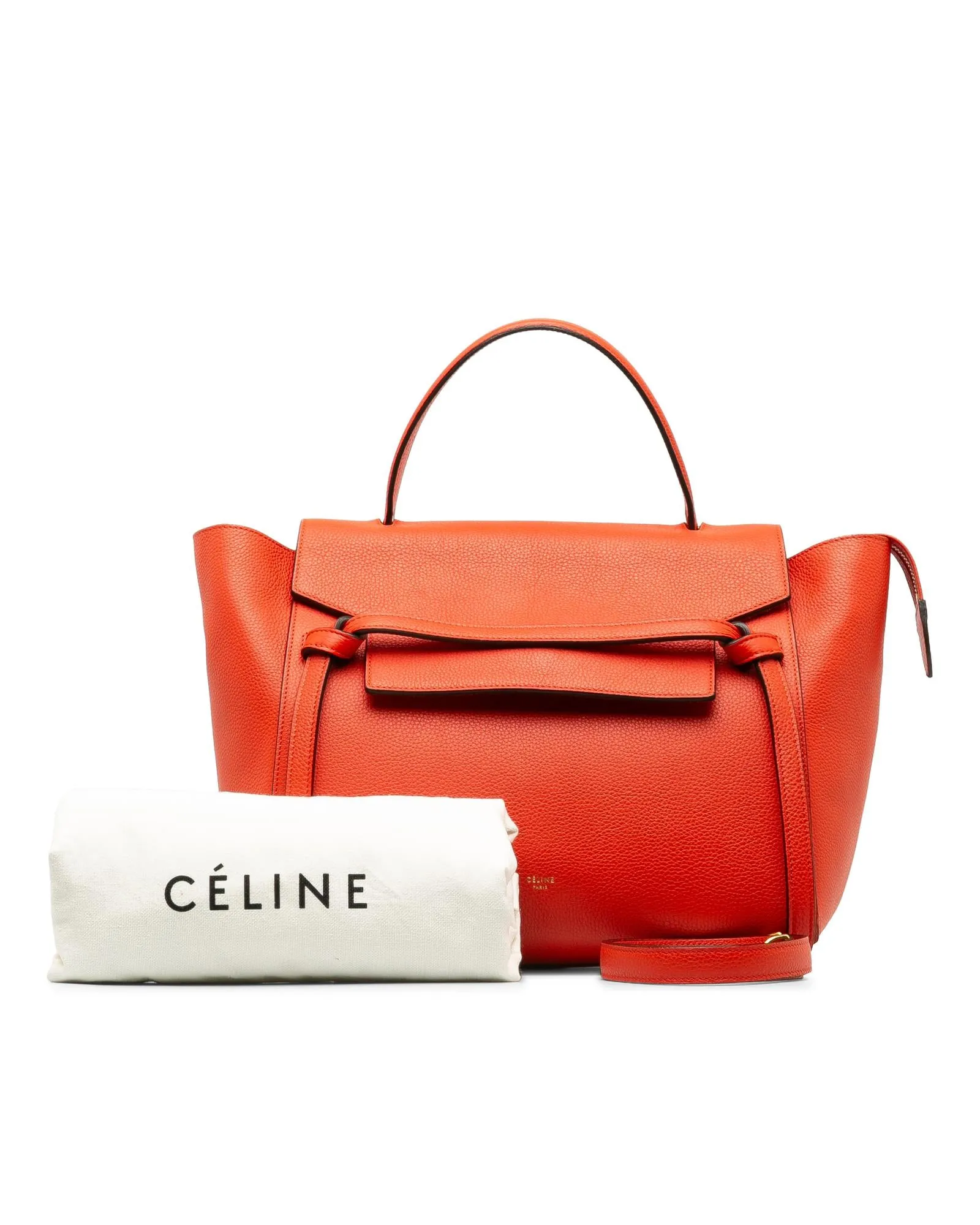 Celine Small Belt Bag in Red Grained Calfskin Leather