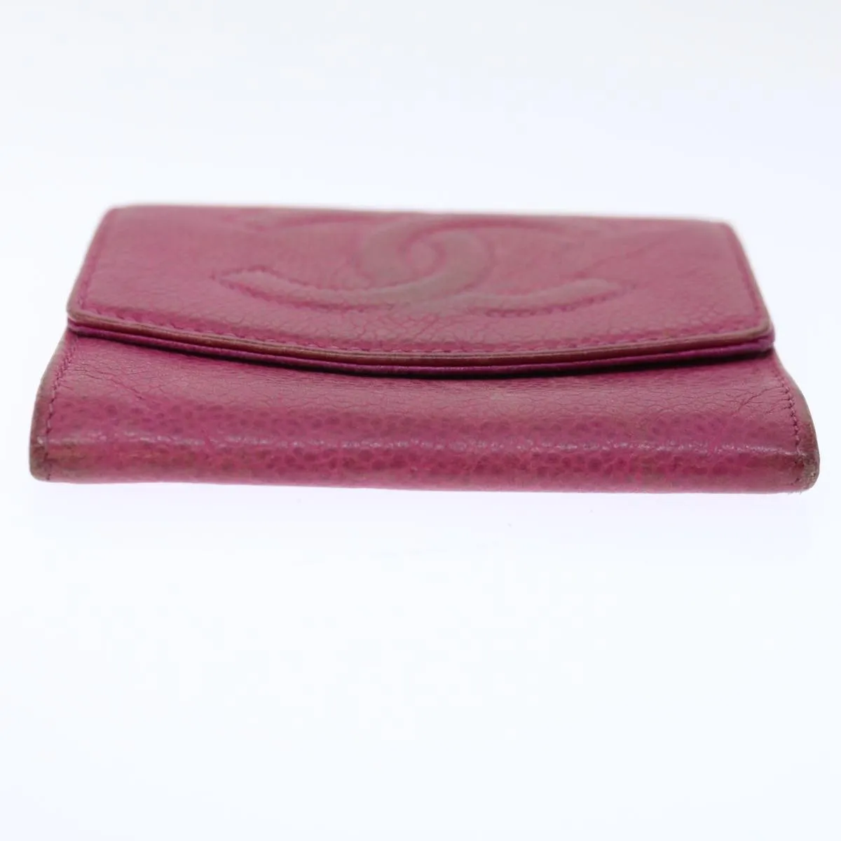 CHANEL COCO Mark Coin Purse Caviar Skin Pink CC Auth ar11706