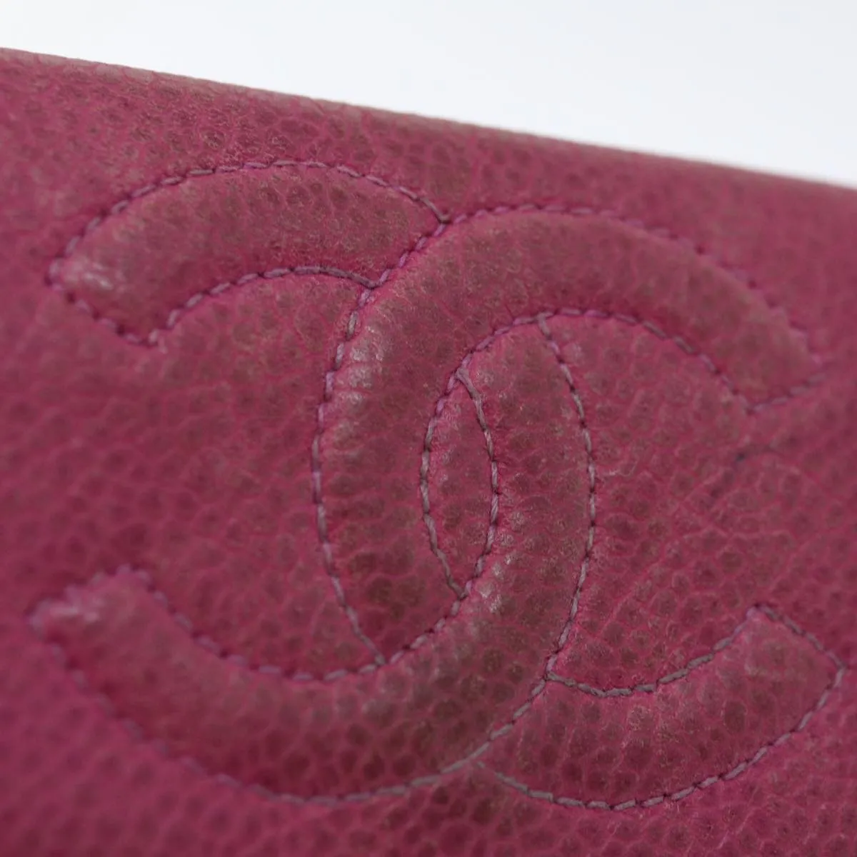 CHANEL COCO Mark Coin Purse Caviar Skin Pink CC Auth ar11706