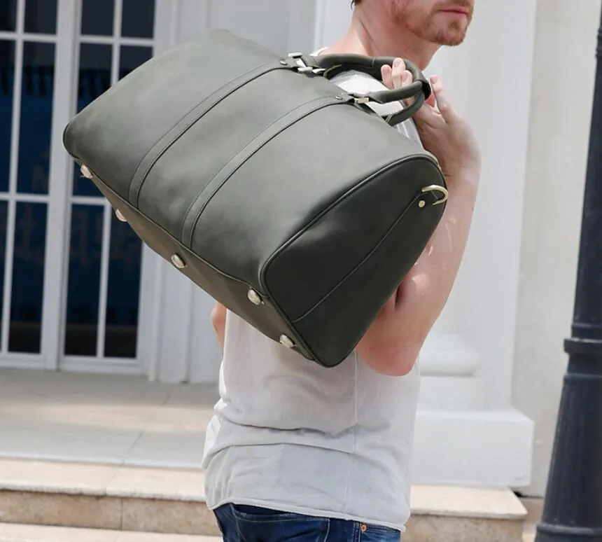 Christmas Gifts Men Vintage Travel Bag Duffel Bag Large Weekender Bag Leather Tote Overnight Bag