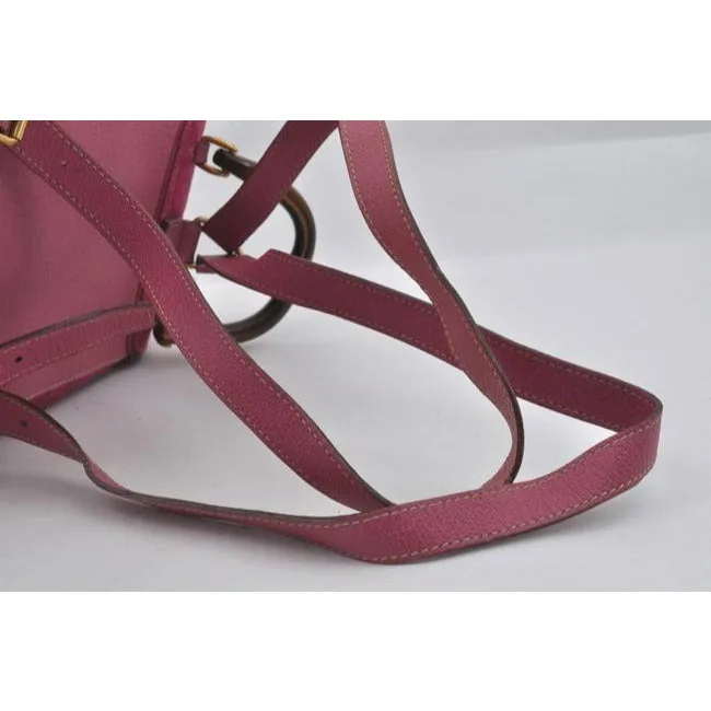 Gucci Suede Leather With Handle Fuchsia Gold Bamboo Suede And Leather Backpack