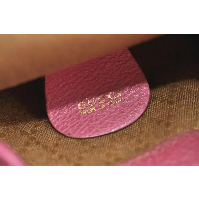 Gucci Suede Leather With Handle Fuchsia Gold Bamboo Suede And Leather Backpack