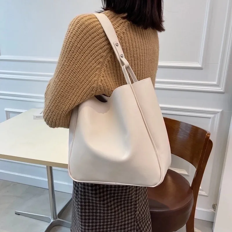 Large Pu Leather Streetwear Bucket Bag