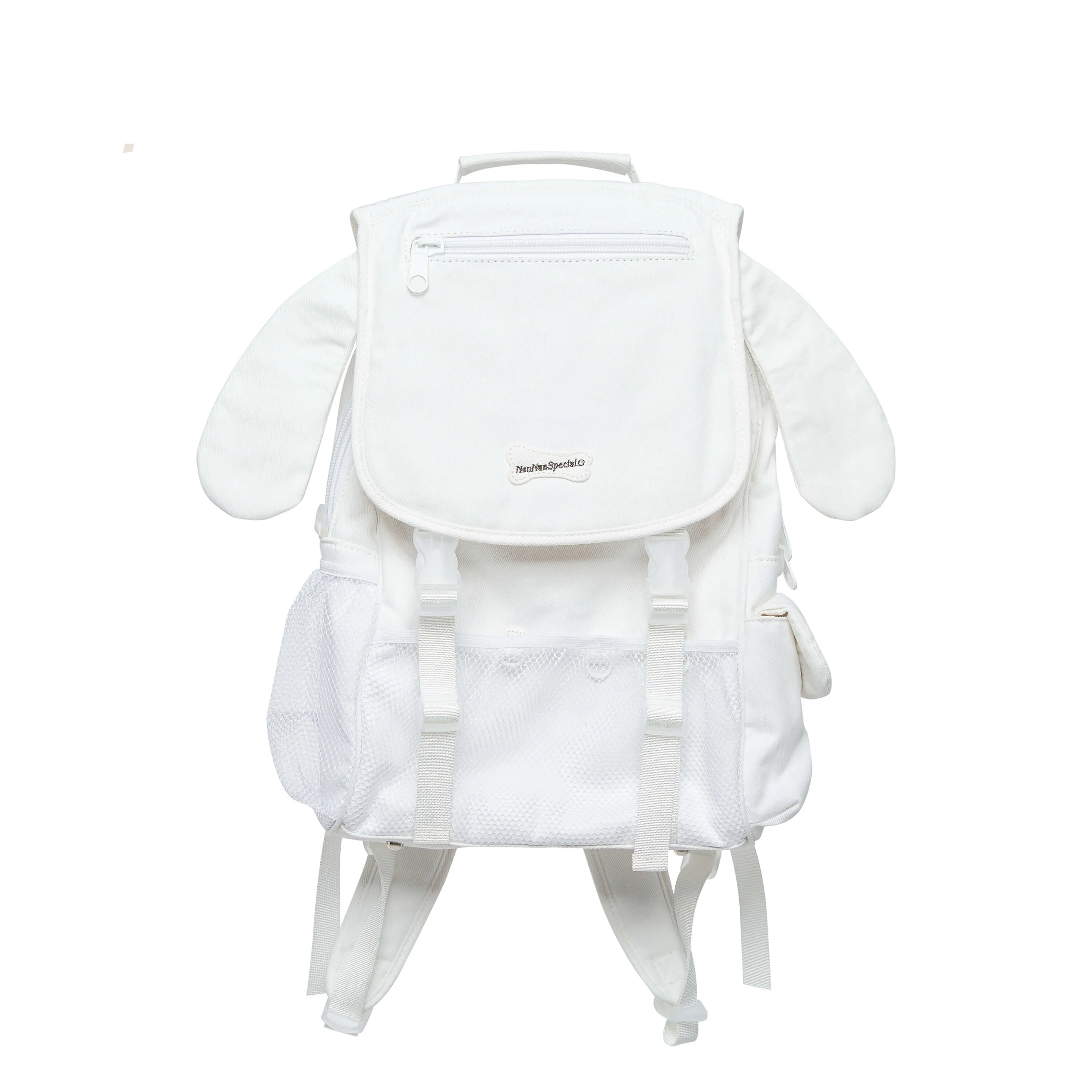 Puppy Ears White Denim School Backpack