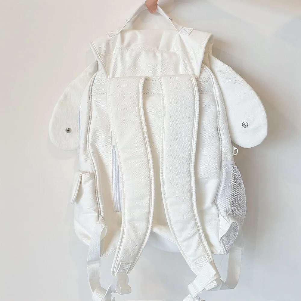 Puppy Ears White Denim School Backpack