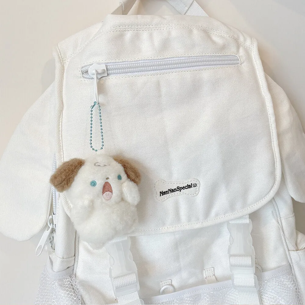Puppy Ears White Denim School Backpack