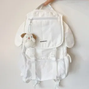 Puppy Ears White Denim School Backpack