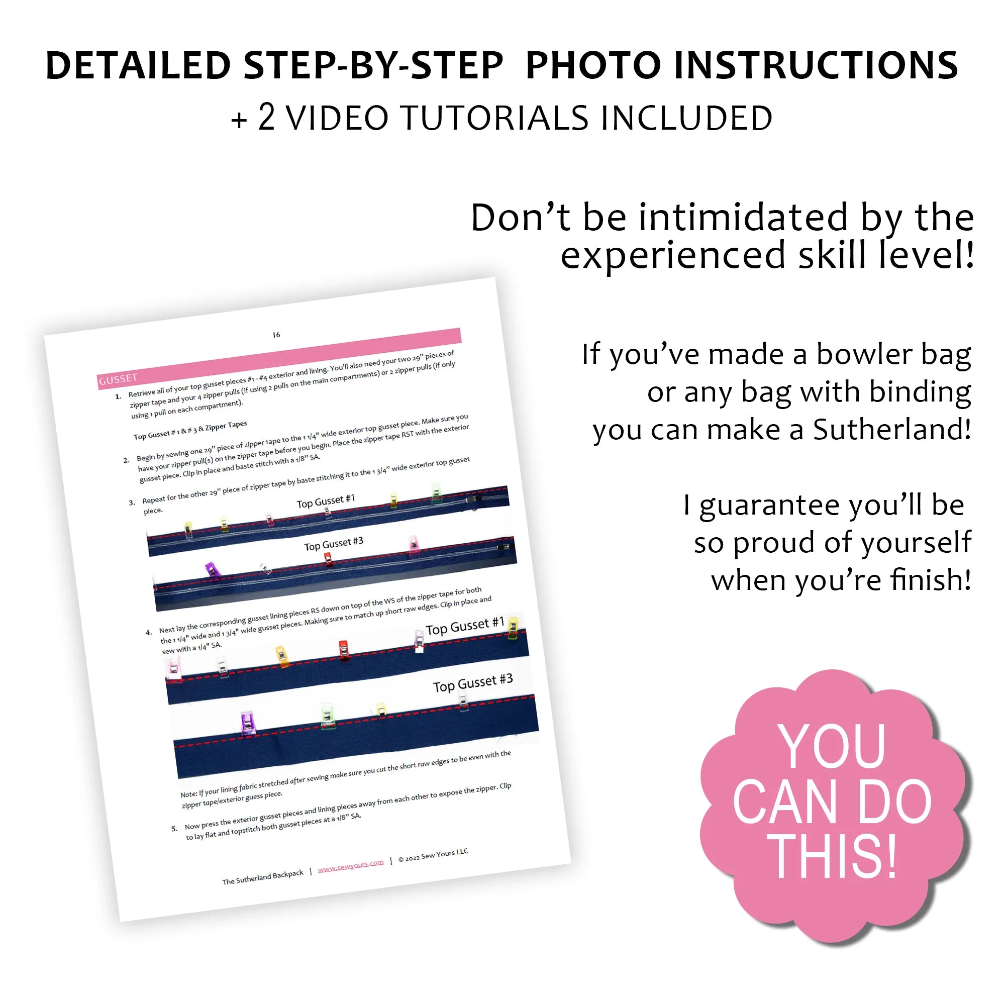 Sewing Pattern with video | The Sutherland Backpack