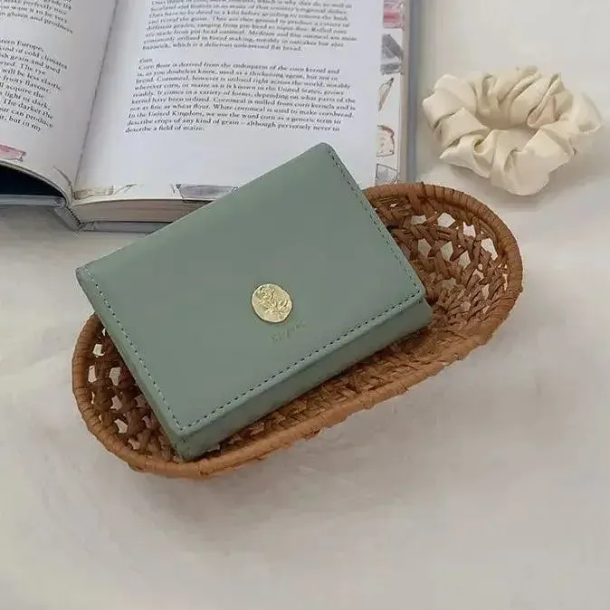UAKISS  -  Elegant Wallet for Women Fashion Luxury Designer Short Coin Purse Casual PU Leather Solid Colour Card Wallet Pretty Purses