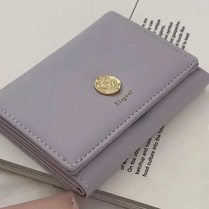 UAKISS  -  Elegant Wallet for Women Fashion Luxury Designer Short Coin Purse Casual PU Leather Solid Colour Card Wallet Pretty Purses