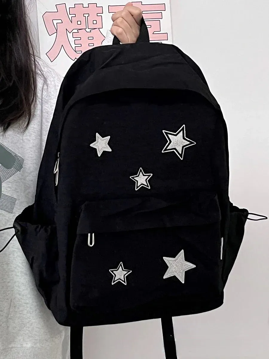 UAKISS  - Korean Women Fashion Simple Star Laptop Bags All Match Y2k Trendy Casual Schoolbags High-capacity Vintage Backpacks for Students