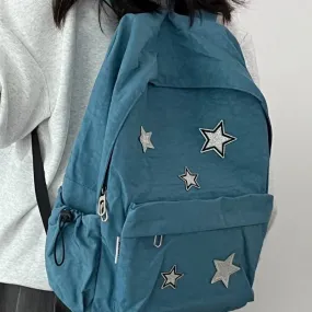 UAKISS  - Korean Women Fashion Simple Star Laptop Bags All Match Y2k Trendy Casual Schoolbags High-capacity Vintage Backpacks for Students