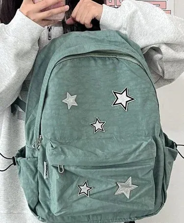 UAKISS  - Korean Women Fashion Simple Star Laptop Bags All Match Y2k Trendy Casual Schoolbags High-capacity Vintage Backpacks for Students