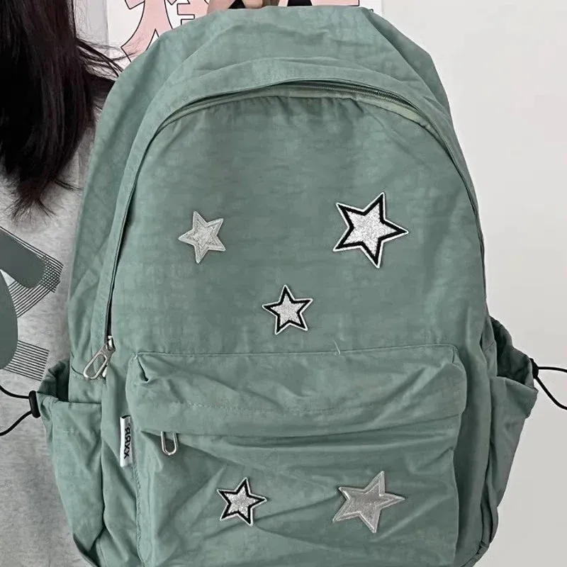 UAKISS  - Korean Women Fashion Simple Star Laptop Bags All Match Y2k Trendy Casual Schoolbags High-capacity Vintage Backpacks for Students
