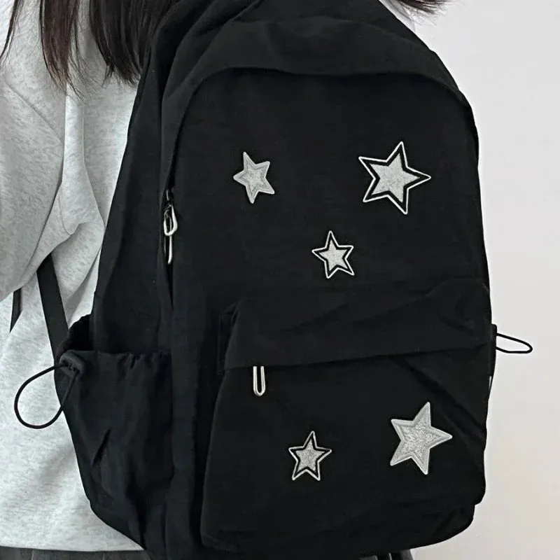 UAKISS  - Korean Women Fashion Simple Star Laptop Bags All Match Y2k Trendy Casual Schoolbags High-capacity Vintage Backpacks for Students