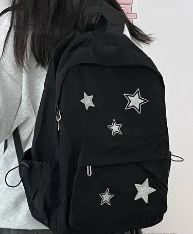 UAKISS  - Korean Women Fashion Simple Star Laptop Bags All Match Y2k Trendy Casual Schoolbags High-capacity Vintage Backpacks for Students