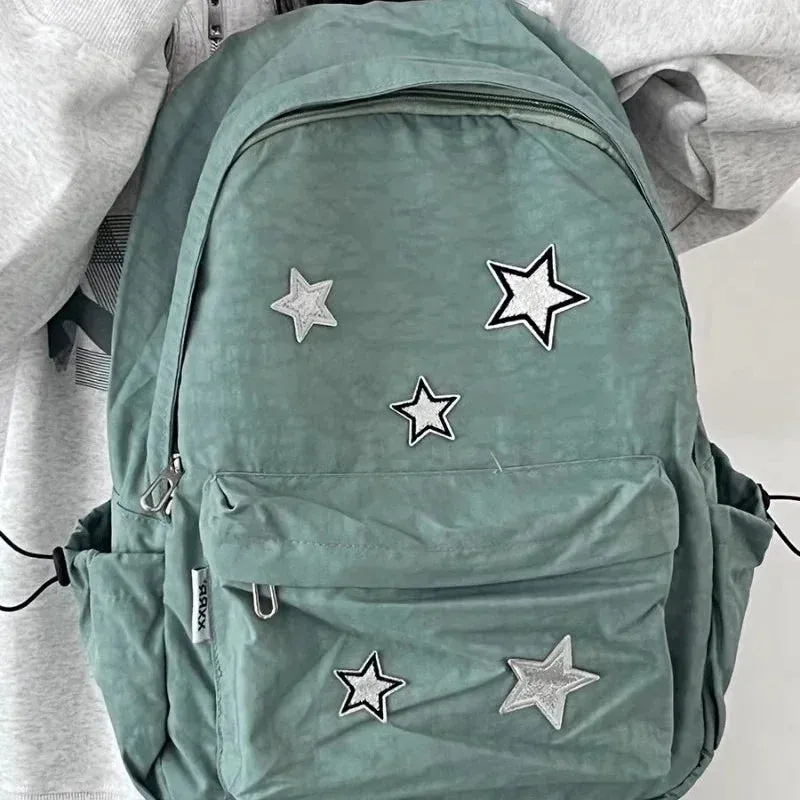 UAKISS  - Korean Women Fashion Simple Star Laptop Bags All Match Y2k Trendy Casual Schoolbags High-capacity Vintage Backpacks for Students