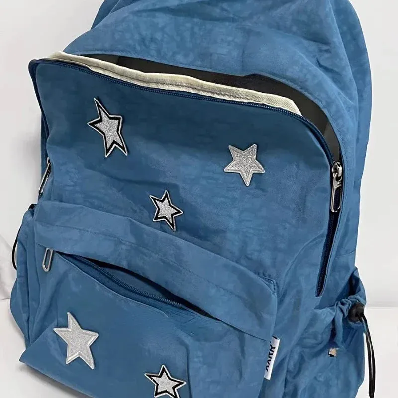 UAKISS  - Korean Women Fashion Simple Star Laptop Bags All Match Y2k Trendy Casual Schoolbags High-capacity Vintage Backpacks for Students
